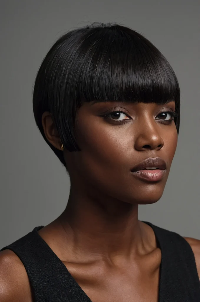 Blunt Short Fringe with Short HairA sleek s