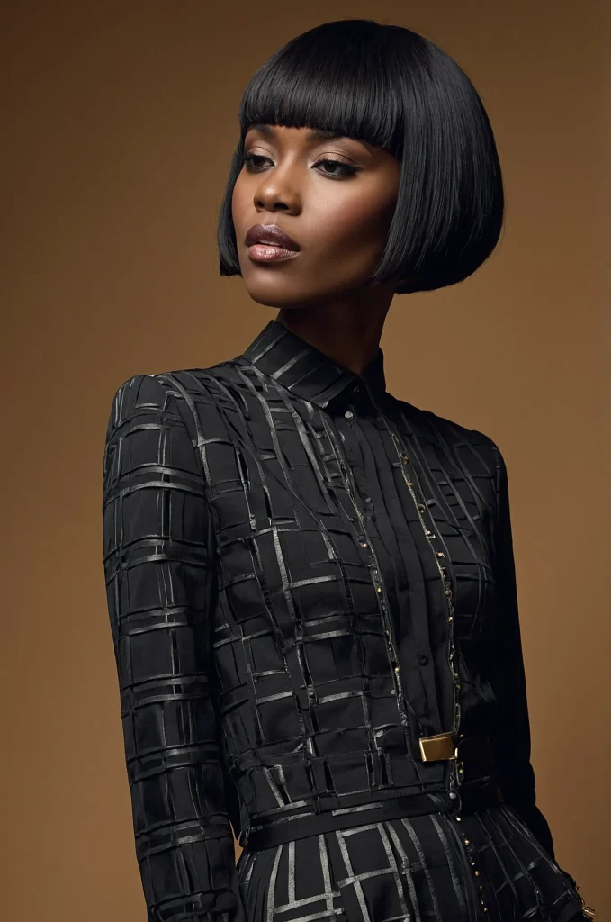Blunt Short Fringe with Short HairA sleek s