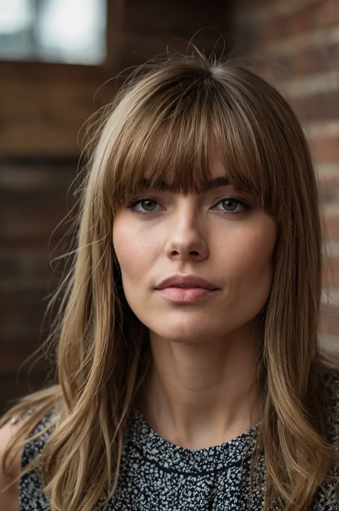SideSwept Fringe BangsA woman with angled b