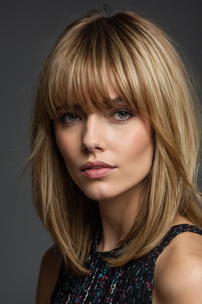 SideSwept Fringe BangsA woman with angled b