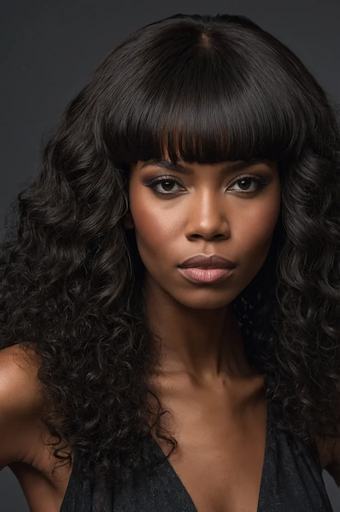 Afro Long Fringe with Long HairA Black woma