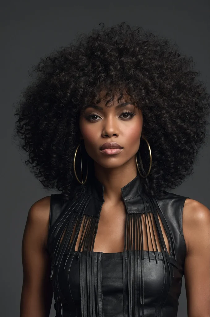 Afro Long Fringe with Long HairA Black woma