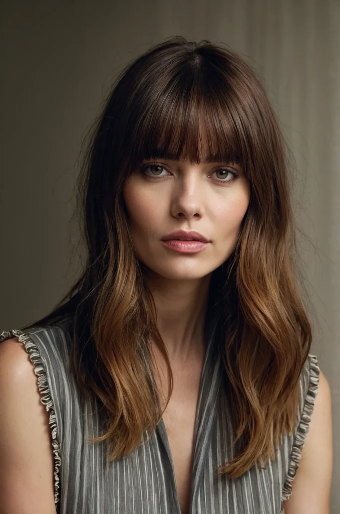 Curtain Fringe BangsA woman with middlepart