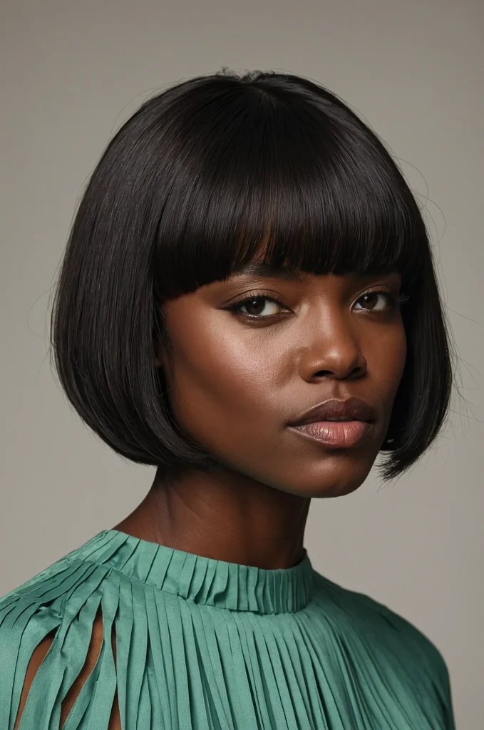 Curtain Short Fringe with Short HairA Black