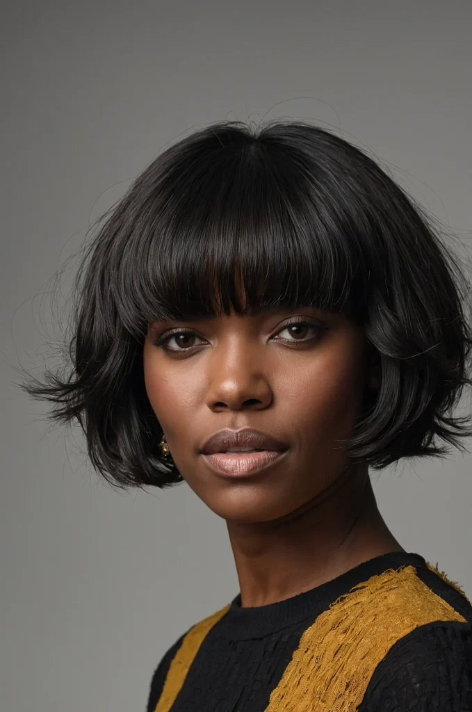 Curtain Short Fringe with Short HairA Black
