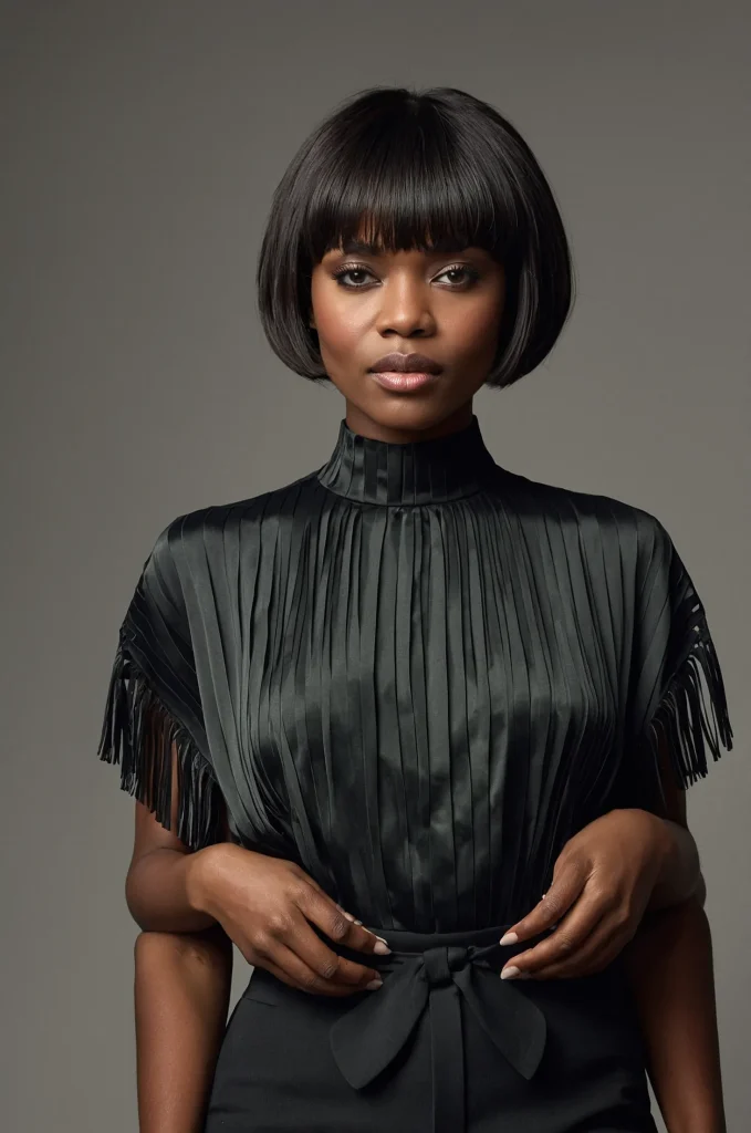 Curtain Short Fringe with Short HairA Black