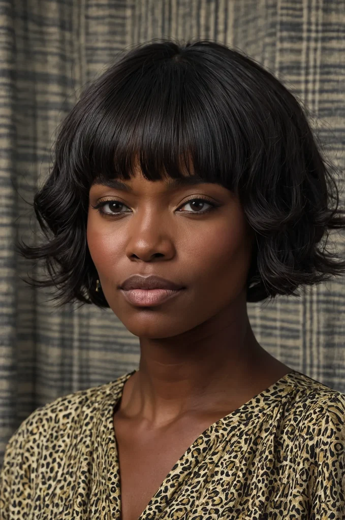 Curtain Short Fringe with Short HairA Black