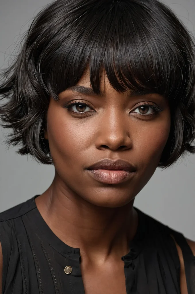 Curtain Short Fringe with Short HairA Black