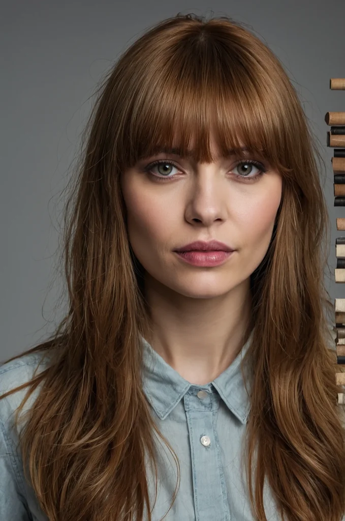 Layered Fringe BangsA woman with layered mu