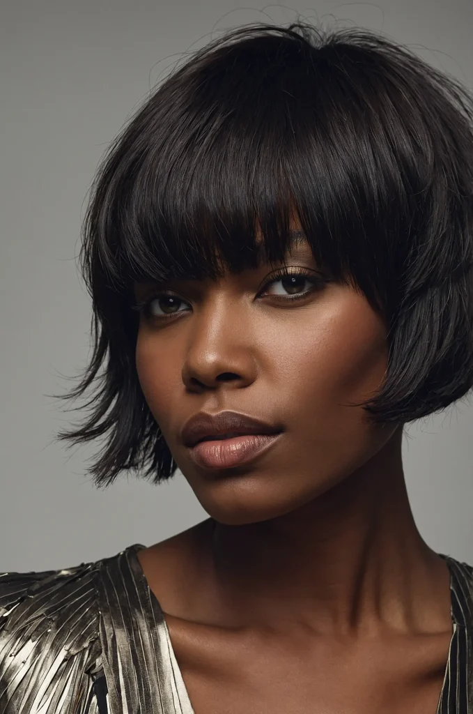 Layered Short Fringe with Short HairA chic