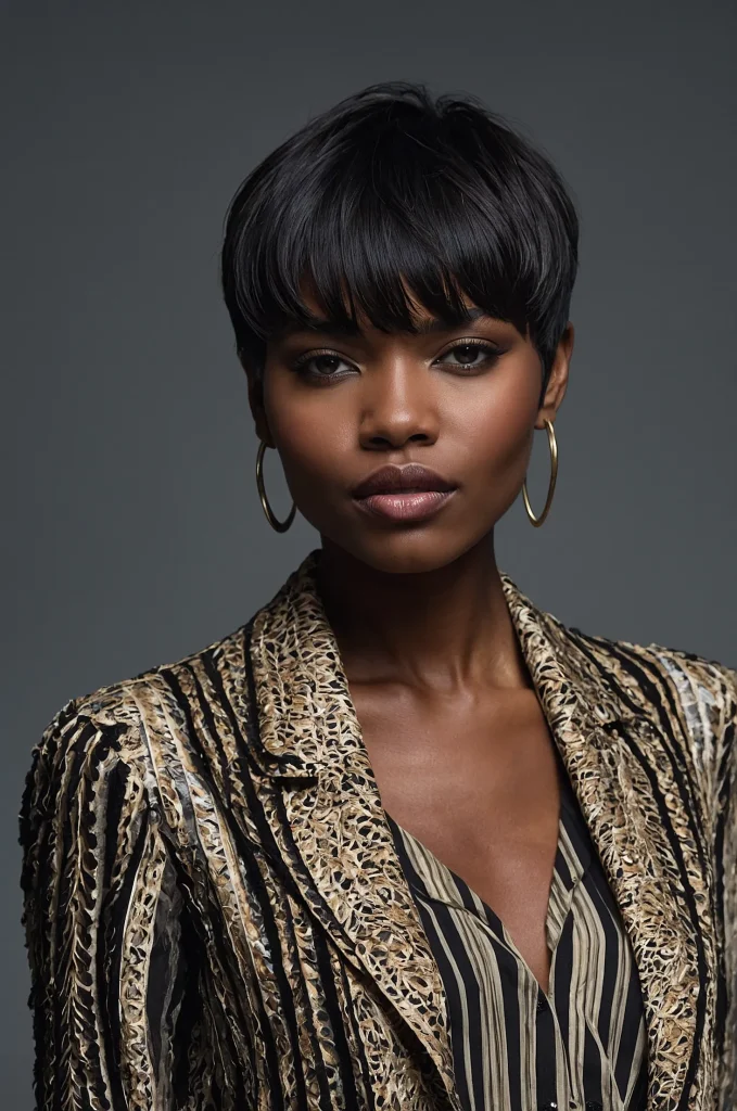 Layered Short Fringe with Short HairA chic