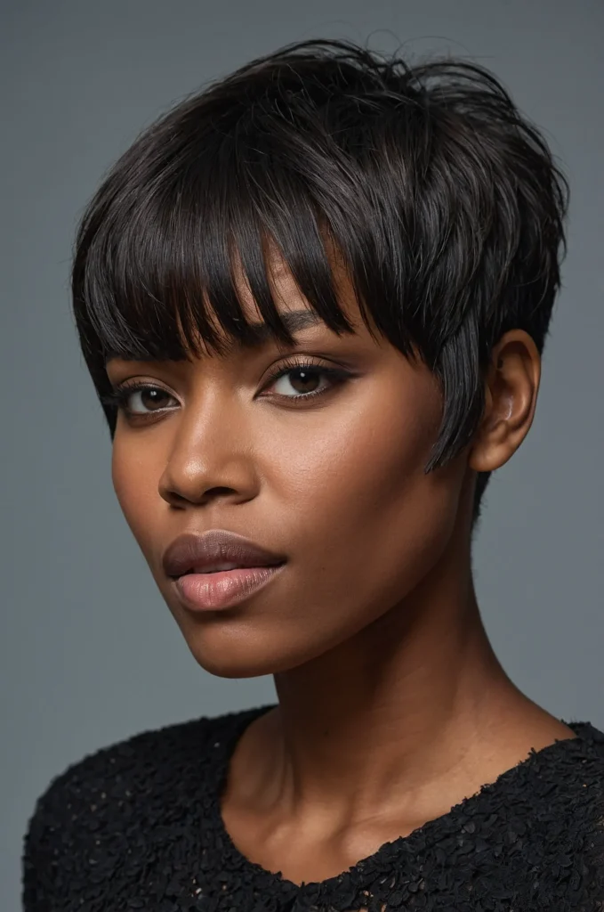Layered Short Fringe with Short HairA chic