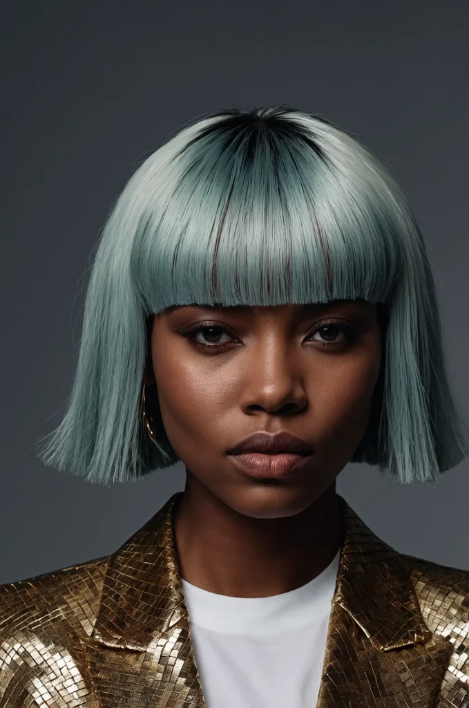 Choppy Blowout Taper FringeA Black woman wi