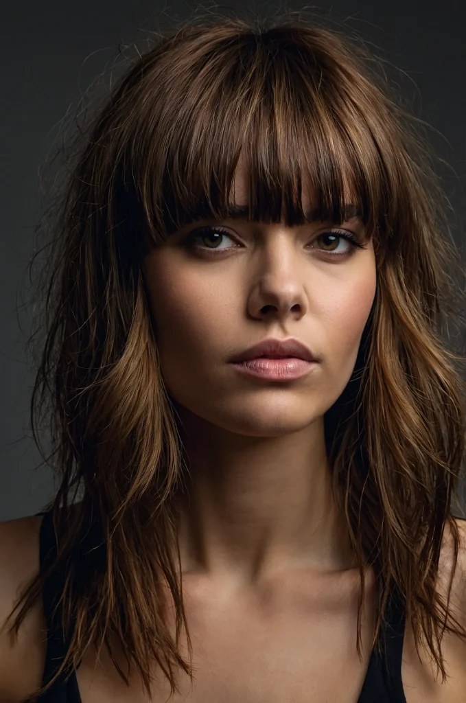 Choppy Fringe BangsA woman with uneven chop
