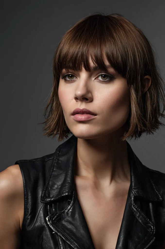 Choppy Fringe BangsA woman with uneven chop