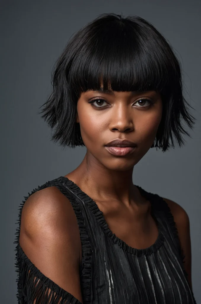 Choppy Short Fringe with Short HairA Black