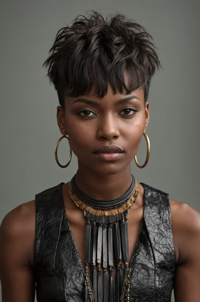 Messy Low Taper FringeA Black woman rocking