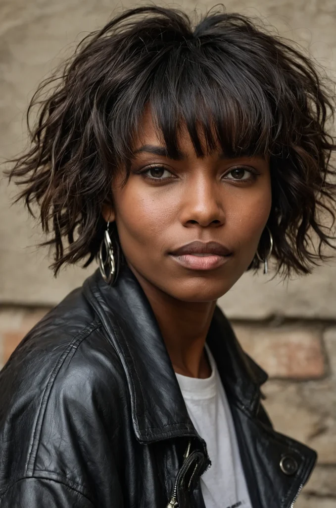 Messy Low Taper FringeA Black woman rocking