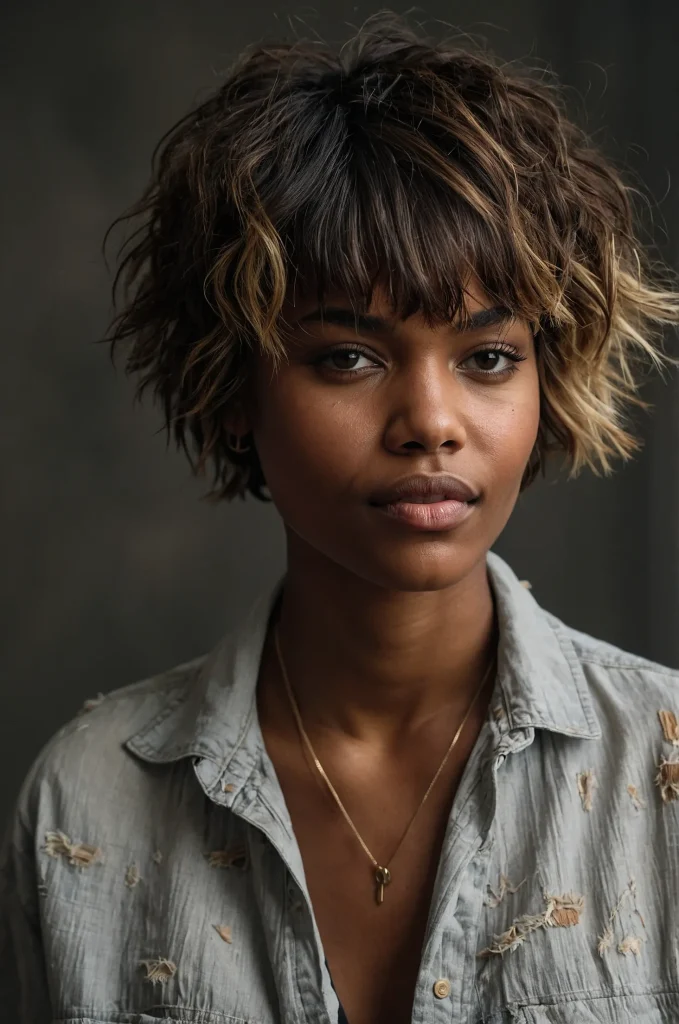 Messy Short Fringe with Short HairA carefre