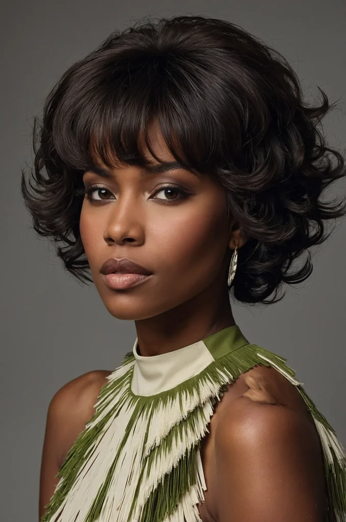 Shaggy Blowout Taper FringeA Black woman wi