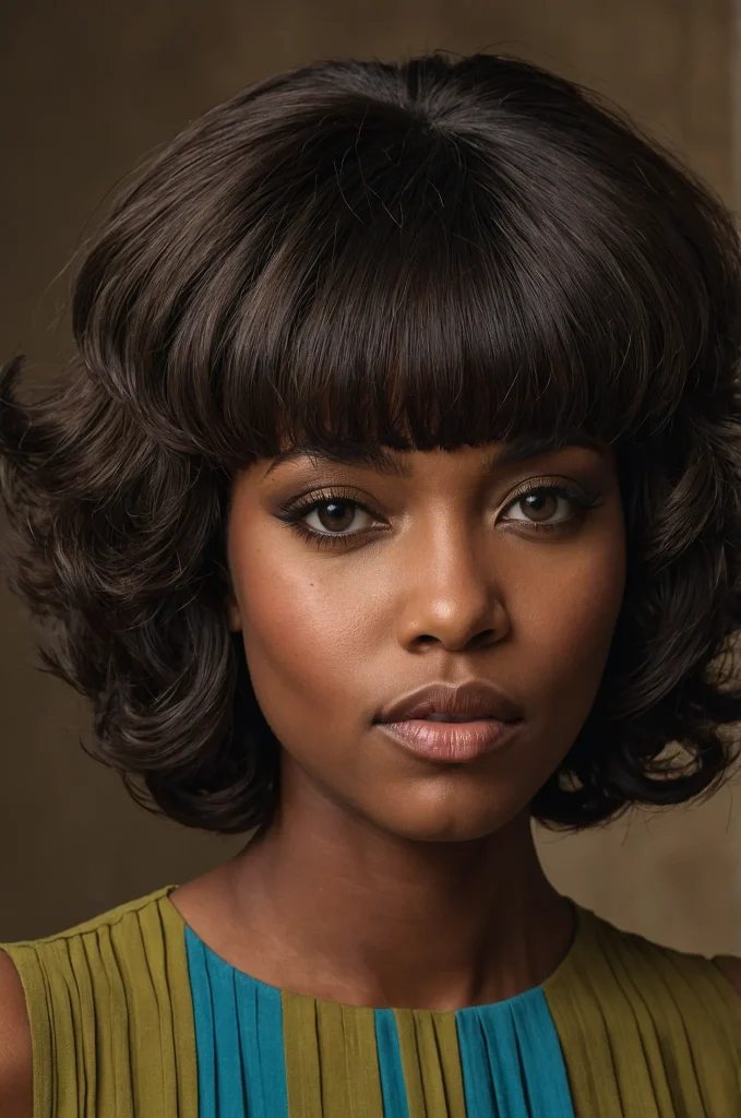 Shaggy Blowout Taper FringeA Black woman wi