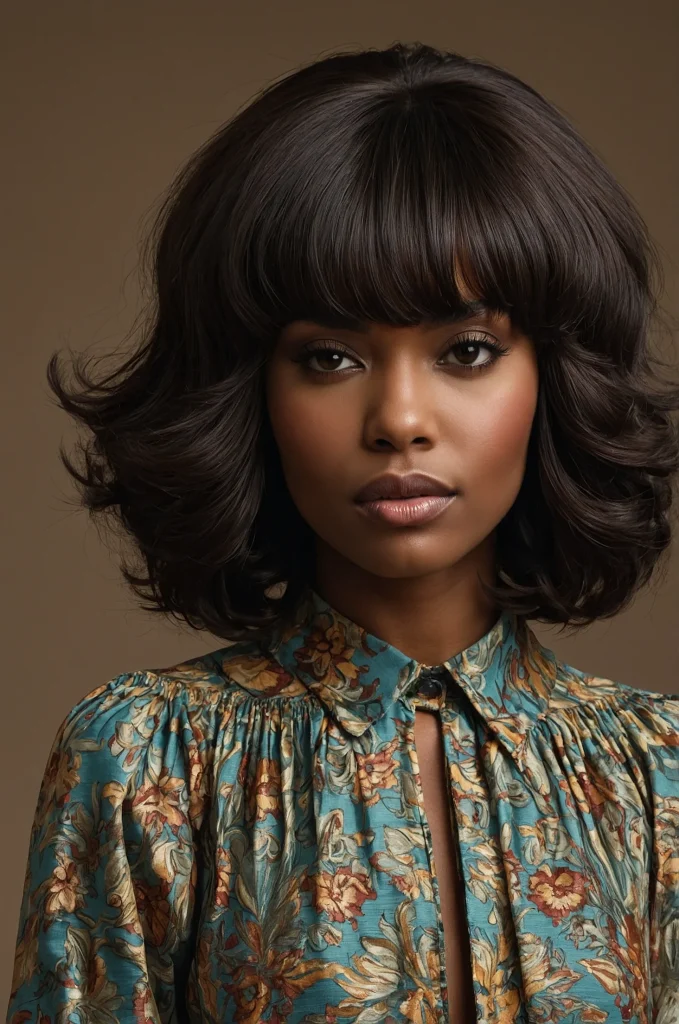 Shaggy Blowout Taper FringeA Black woman wi