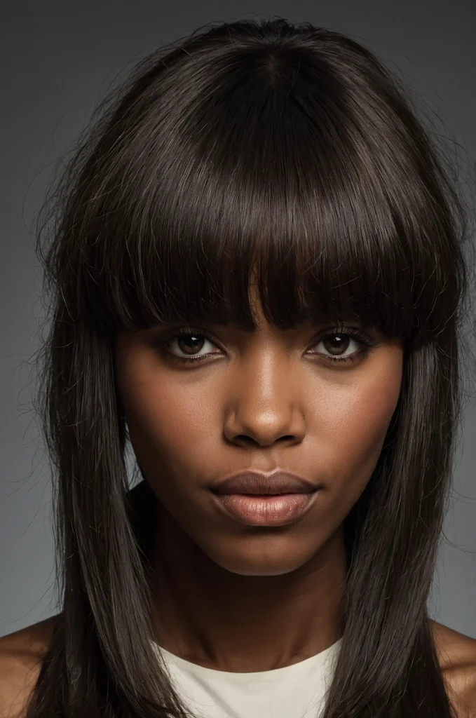 Shaggy Long Fringe with Long HairA Black wo