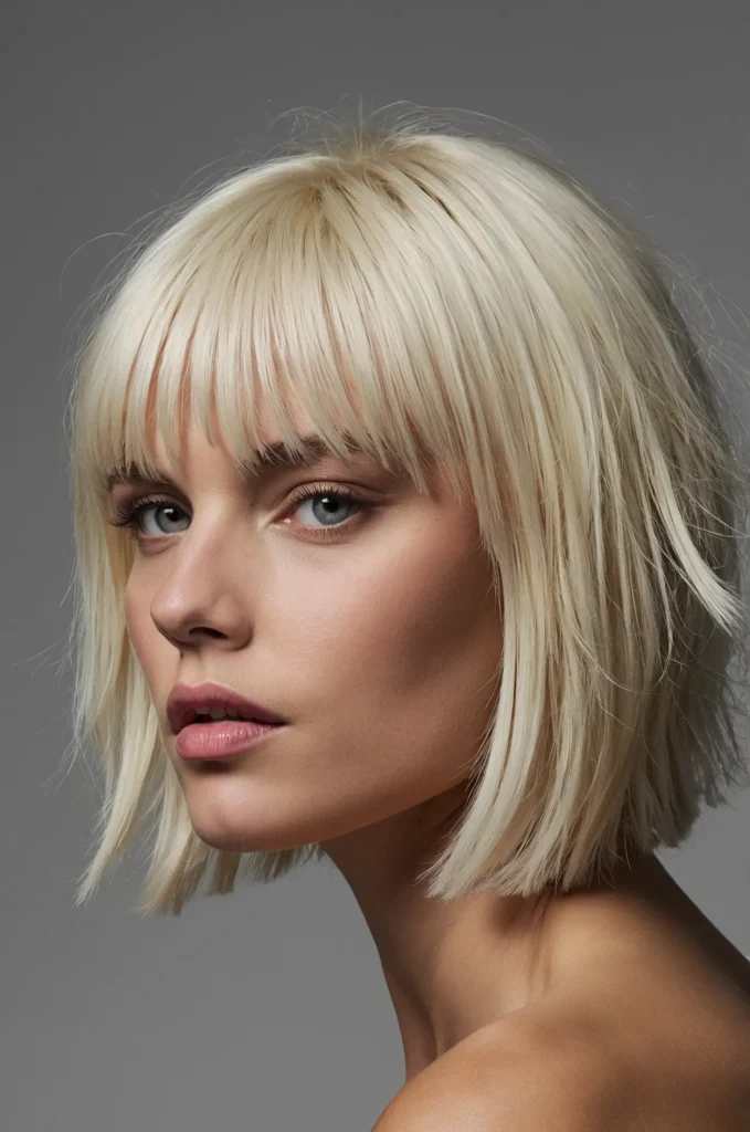 SideSwept Textured FringeWhite American fem