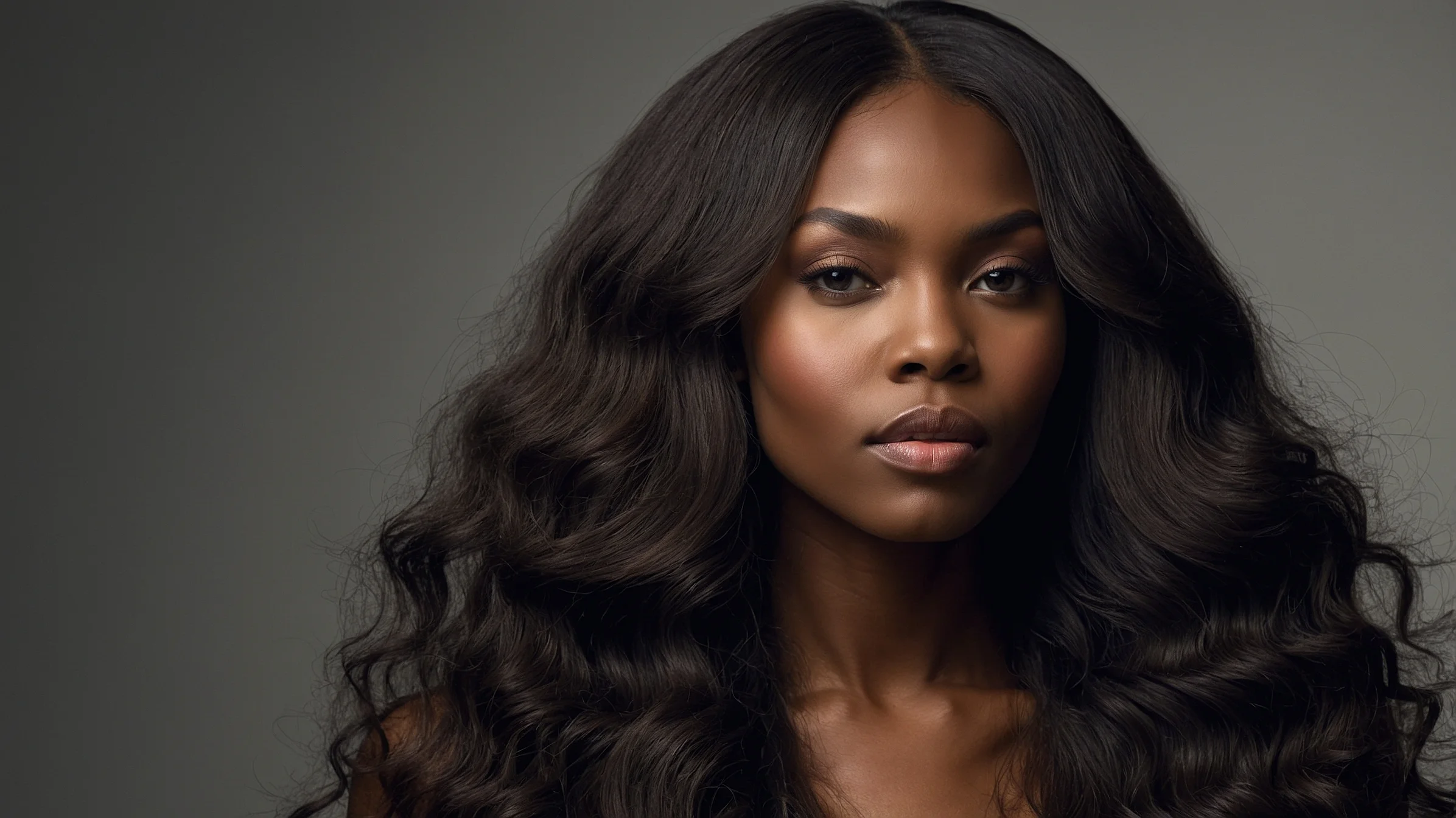 Black WOman Long Hair Long Fringe