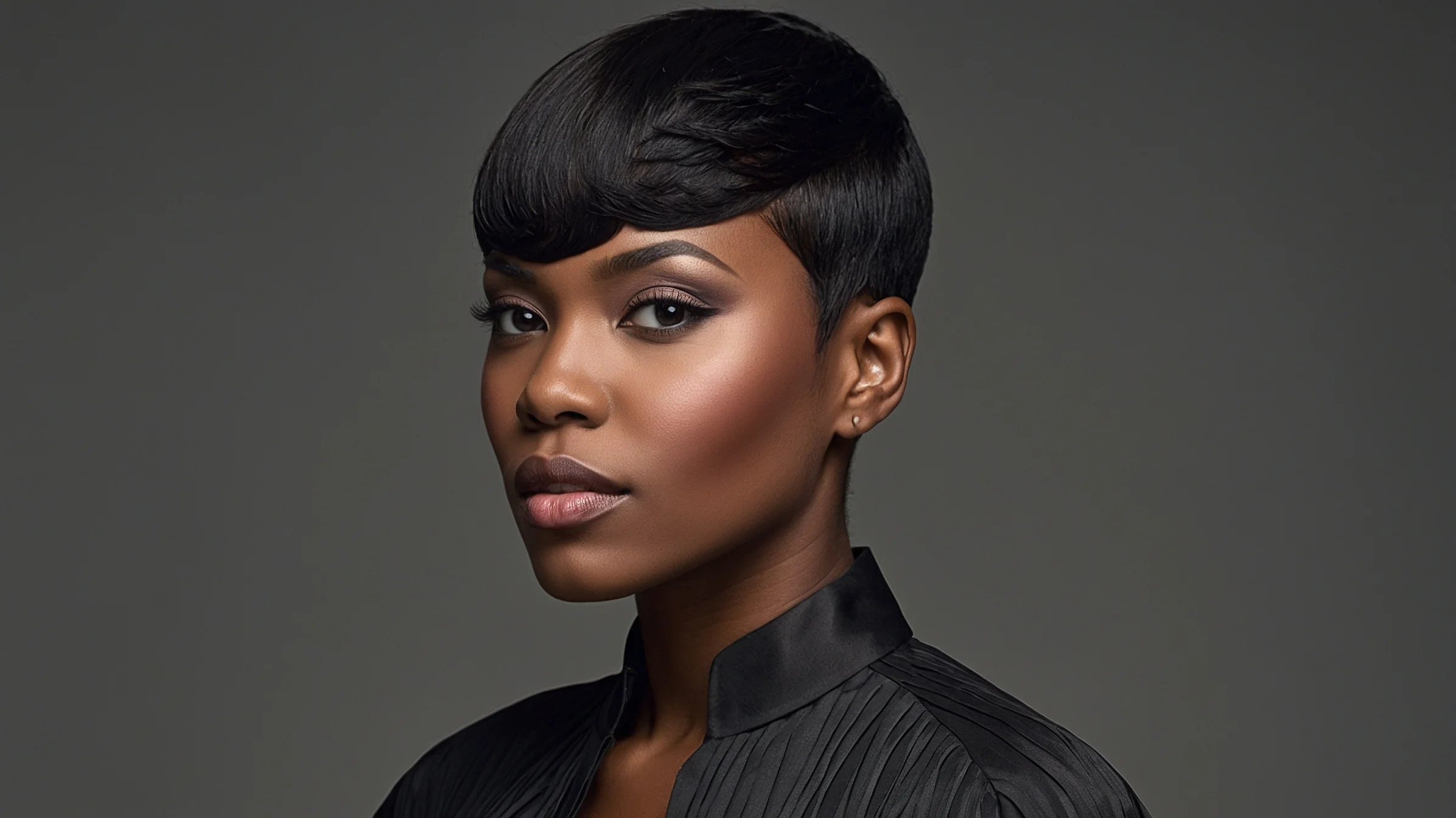 Black Woman low taper fringe