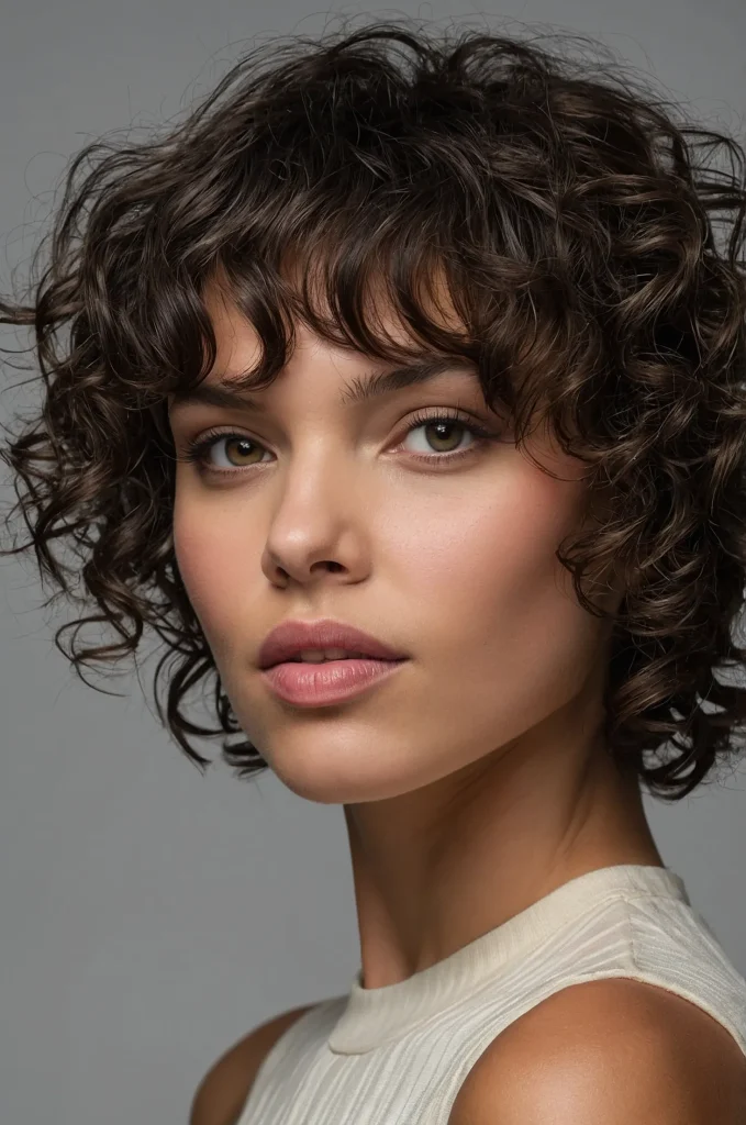 Leonardo Kino XL Curly Short Fringe with Short HairA short