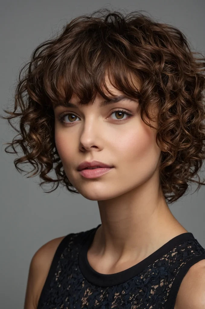 Leonardo Kino XL Curly Short Fringe with Short HairA short