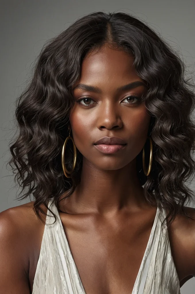 Leonardo Kino XL Wavy Messy FringeA Black woman with loos