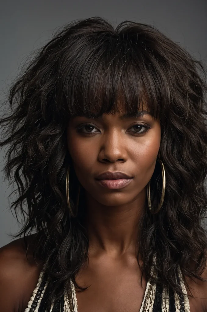Leonardo Kino XL Layered Messy FringeA Black woman with m