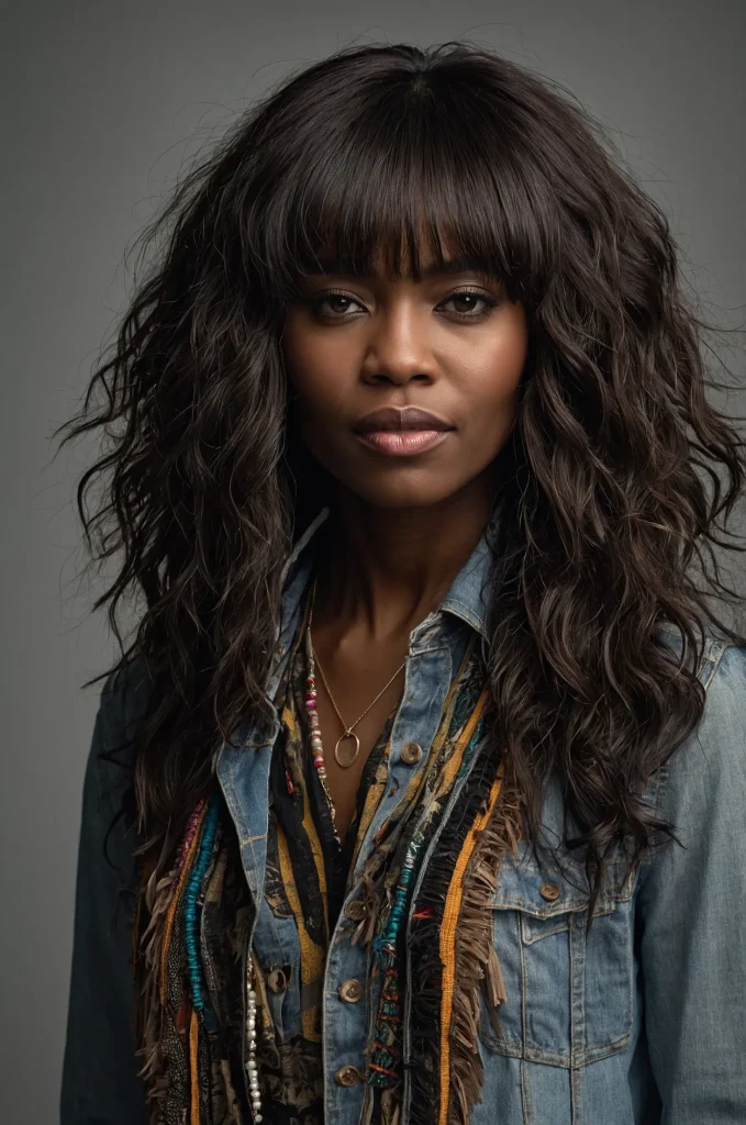 Leonardo Kino XL Layered Messy FringeA Black woman with m