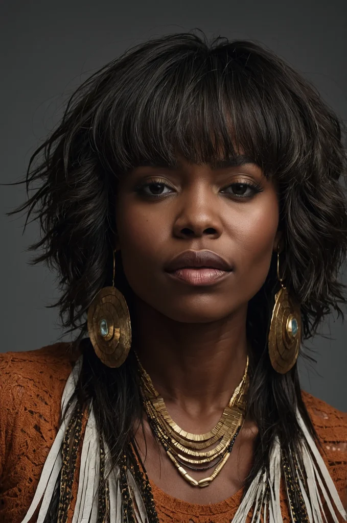 Leonardo Kino XL Layered Messy FringeA Black woman with m