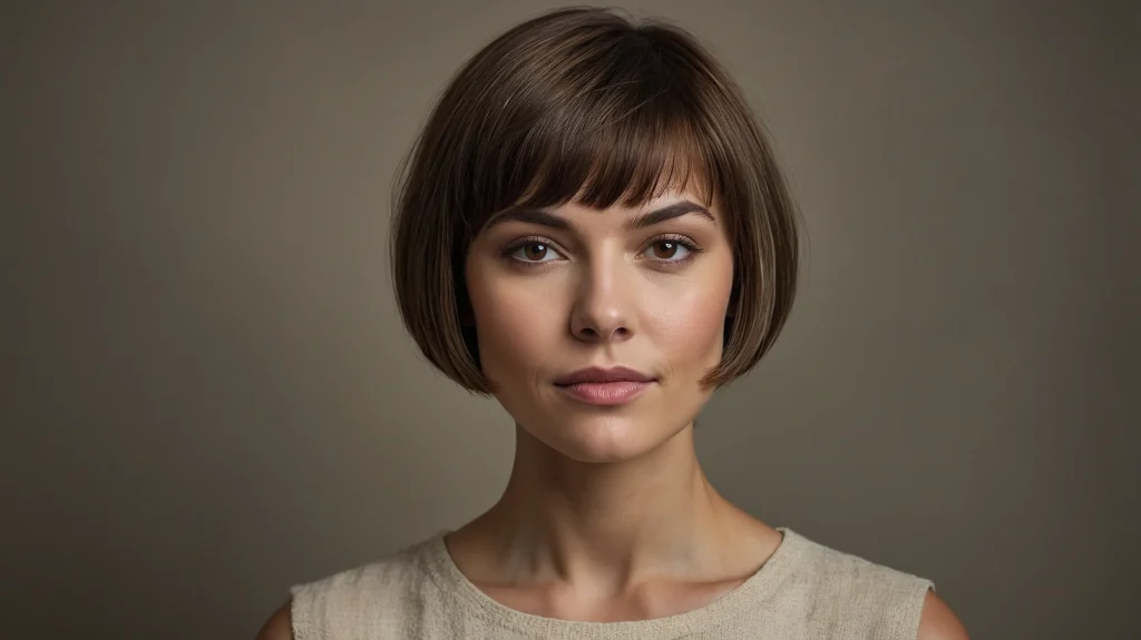 Women Short Brown Hair With Fringe